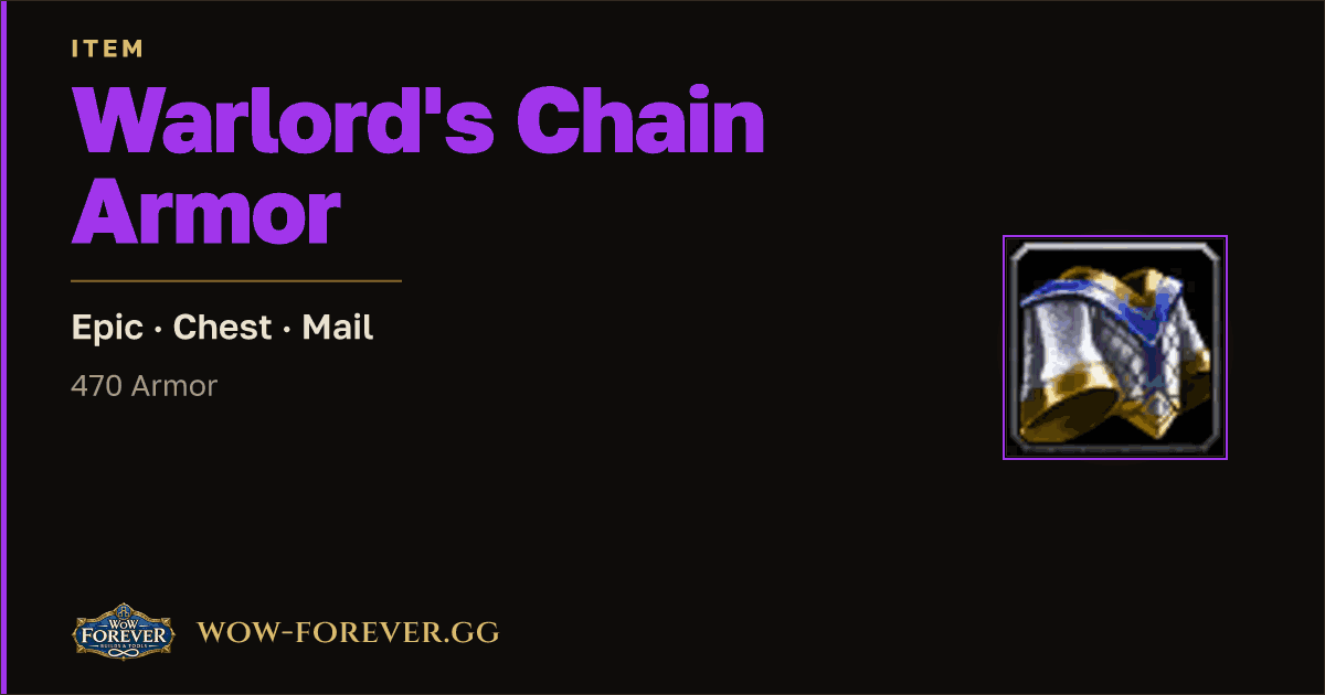 The preview card for Warlord's Chain Armor