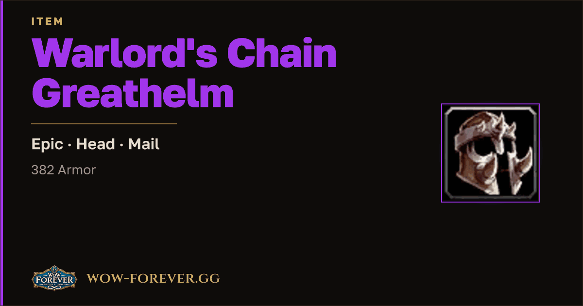 The preview card for Warlord's Chain Greathelm