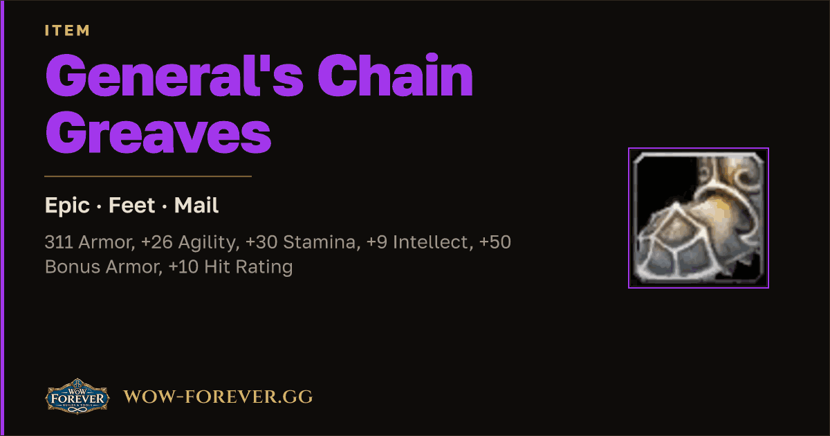 The preview card for General's Chain Greaves
