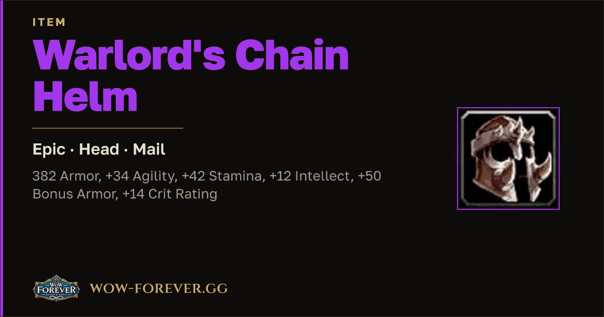 The preview card for Warlord's Chain Helm