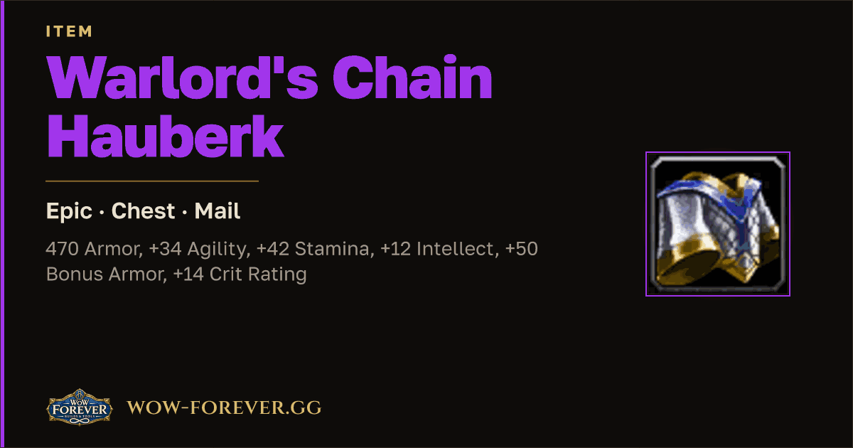 The preview card for Warlord's Chain Hauberk