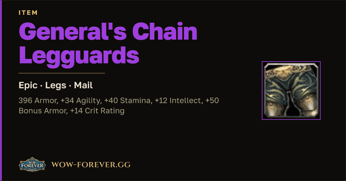 The preview card for General's Chain Legguards