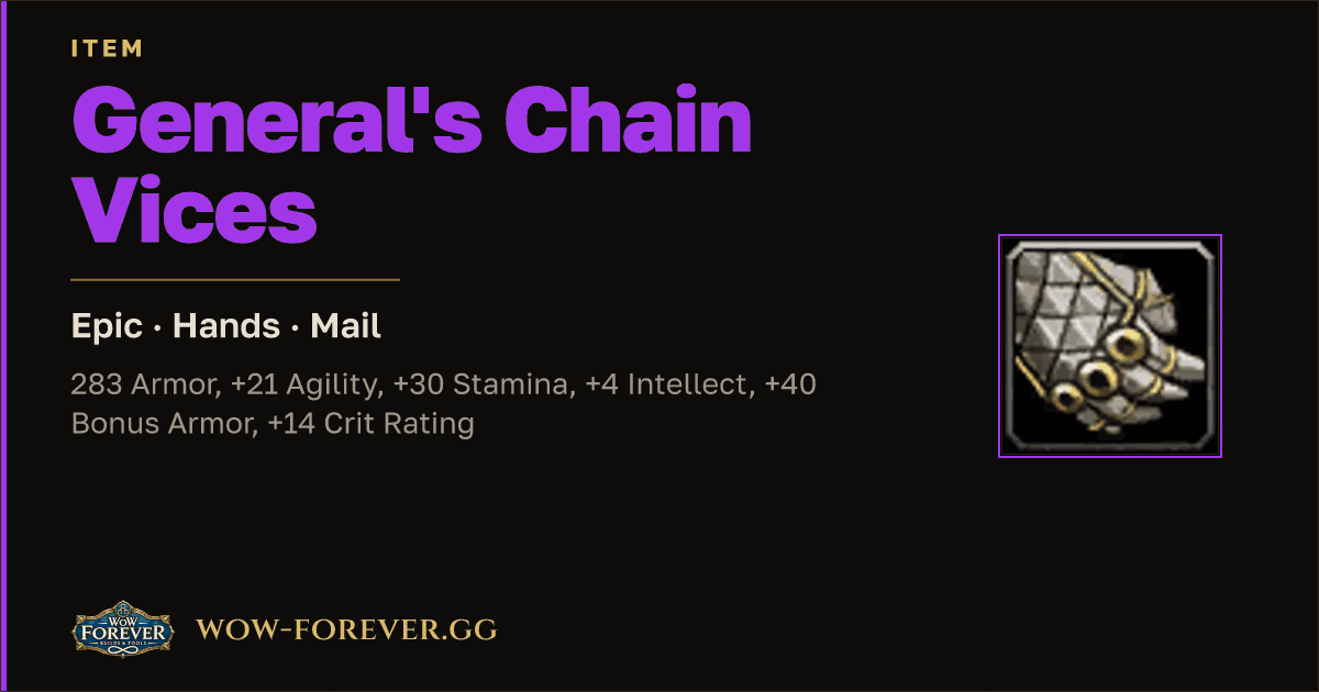 The preview card for General's Chain Vices