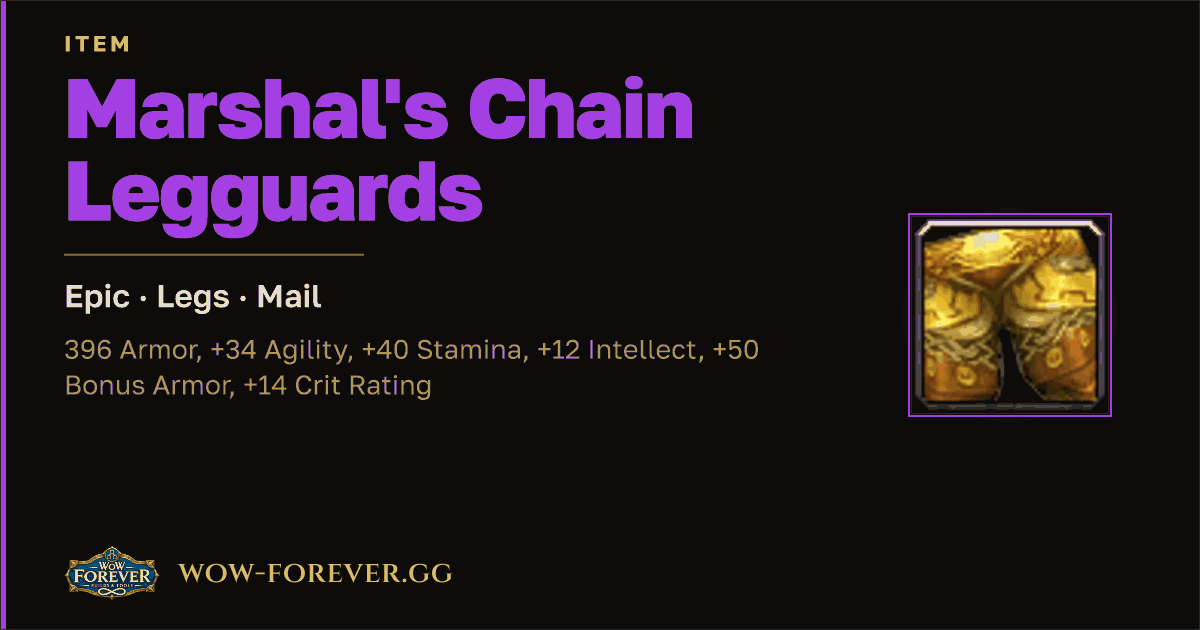 The preview card for Marshal's Chain Legguards