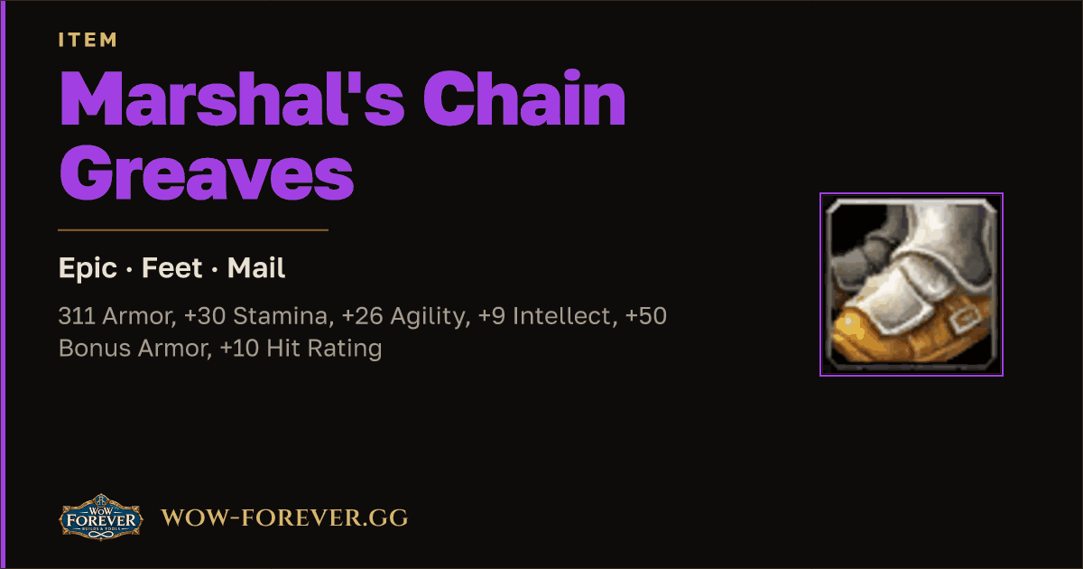 The preview card for Marshal's Chain Greaves