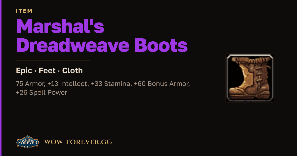 The preview card for Marshal's Dreadweave Boots