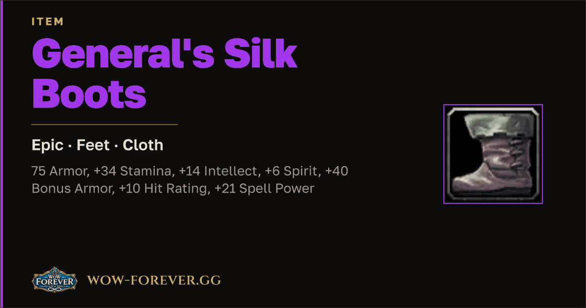 The preview card for General's Silk Boots