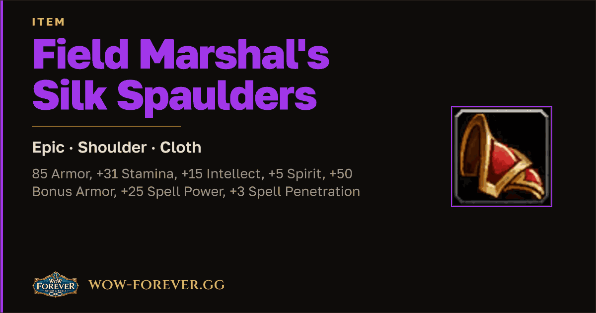 The preview card for Field Marshal's Silk Spaulders