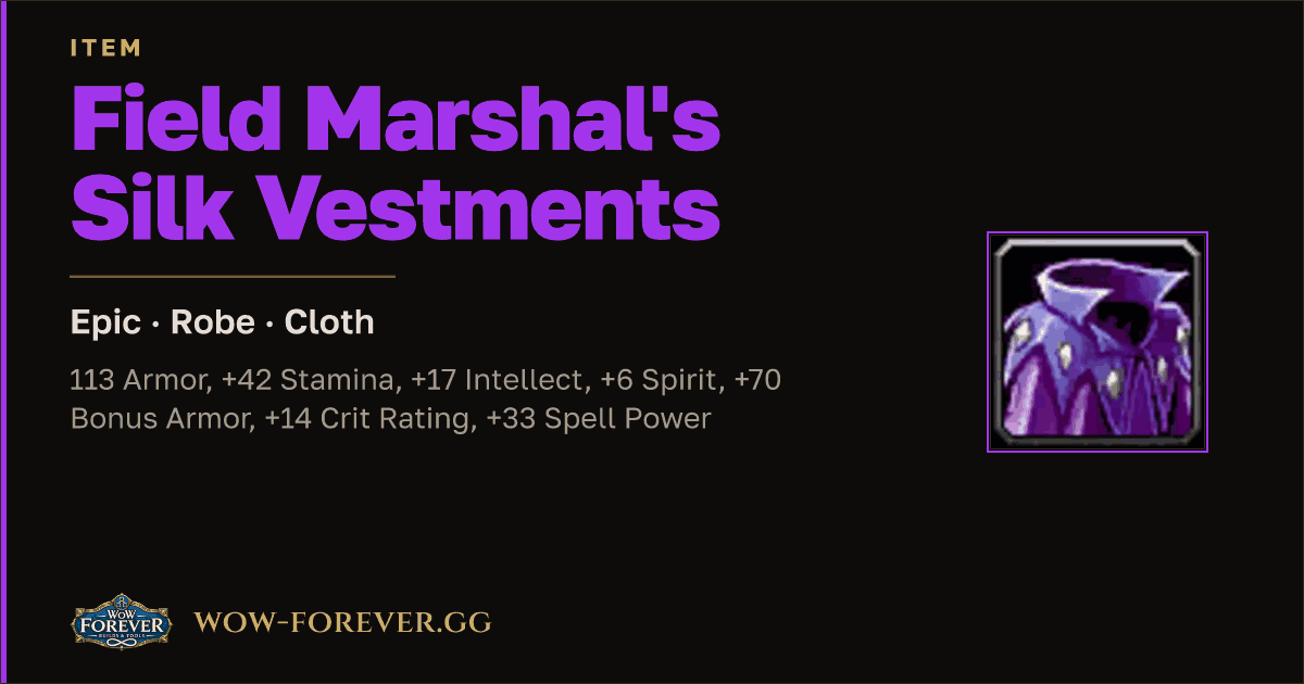 The preview card for Field Marshal's Silk Vestments