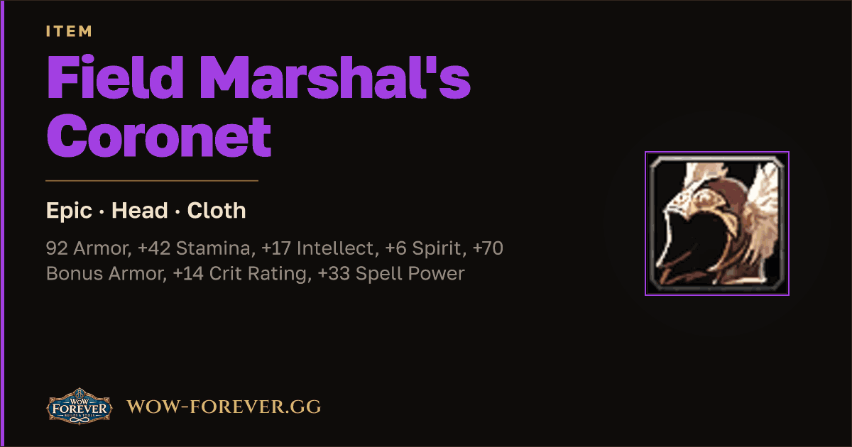 The preview card for Field Marshal's Coronet
