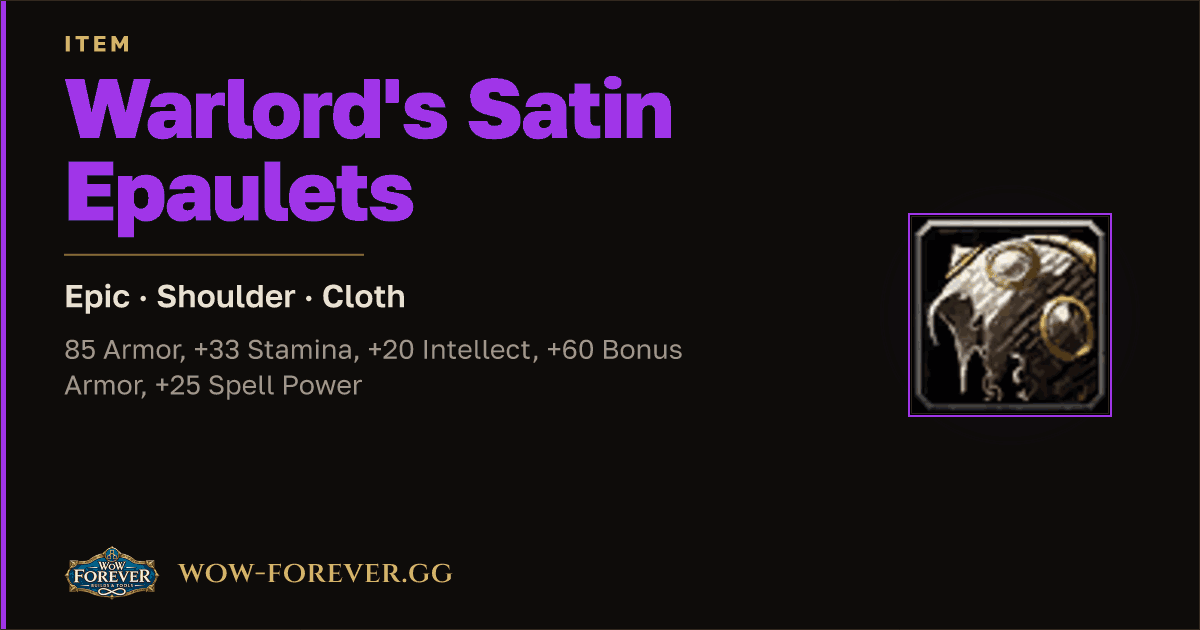 The preview card for Warlord's Satin Epaulets