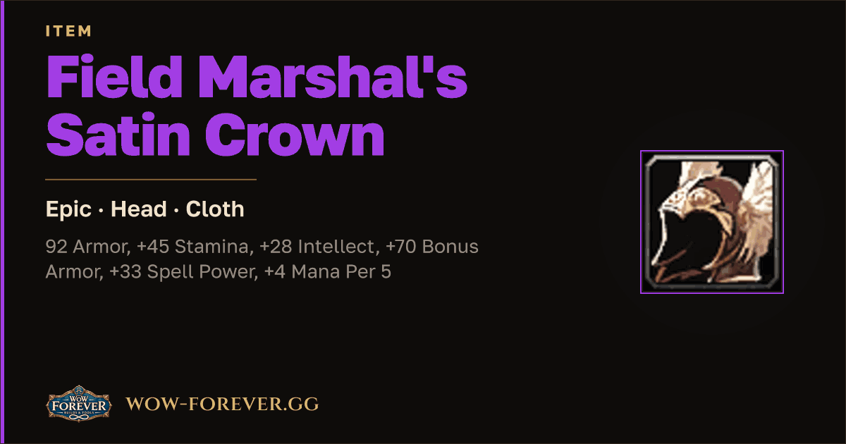 The preview card for Field Marshal's Satin Crown