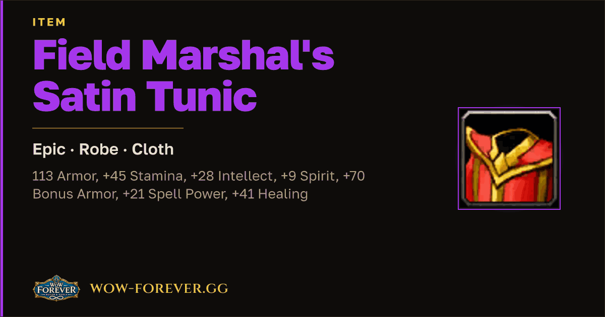 The preview card for Field Marshal's Satin Tunic