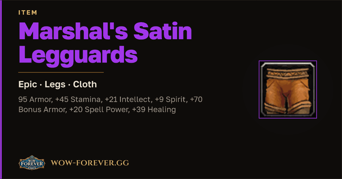 The preview card for Marshal's Satin Legguards