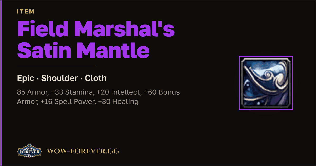 The preview card for Field Marshal's Satin Mantle
