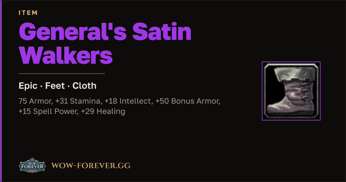 The preview card for General's Satin Walkers