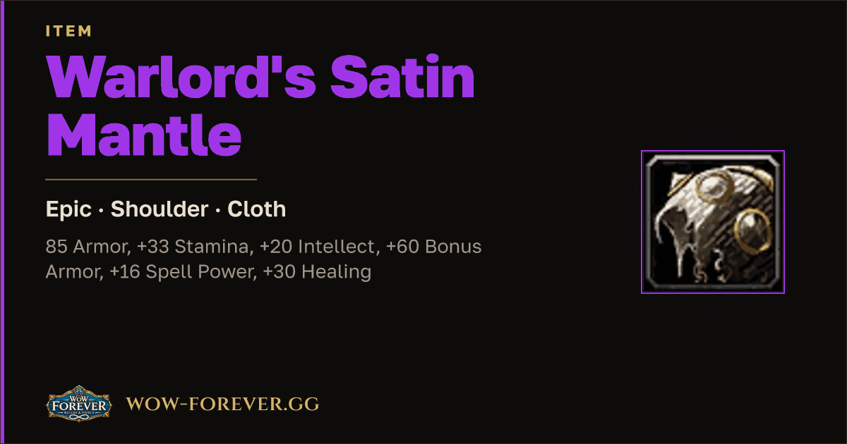 The preview card for Warlord's Satin Mantle