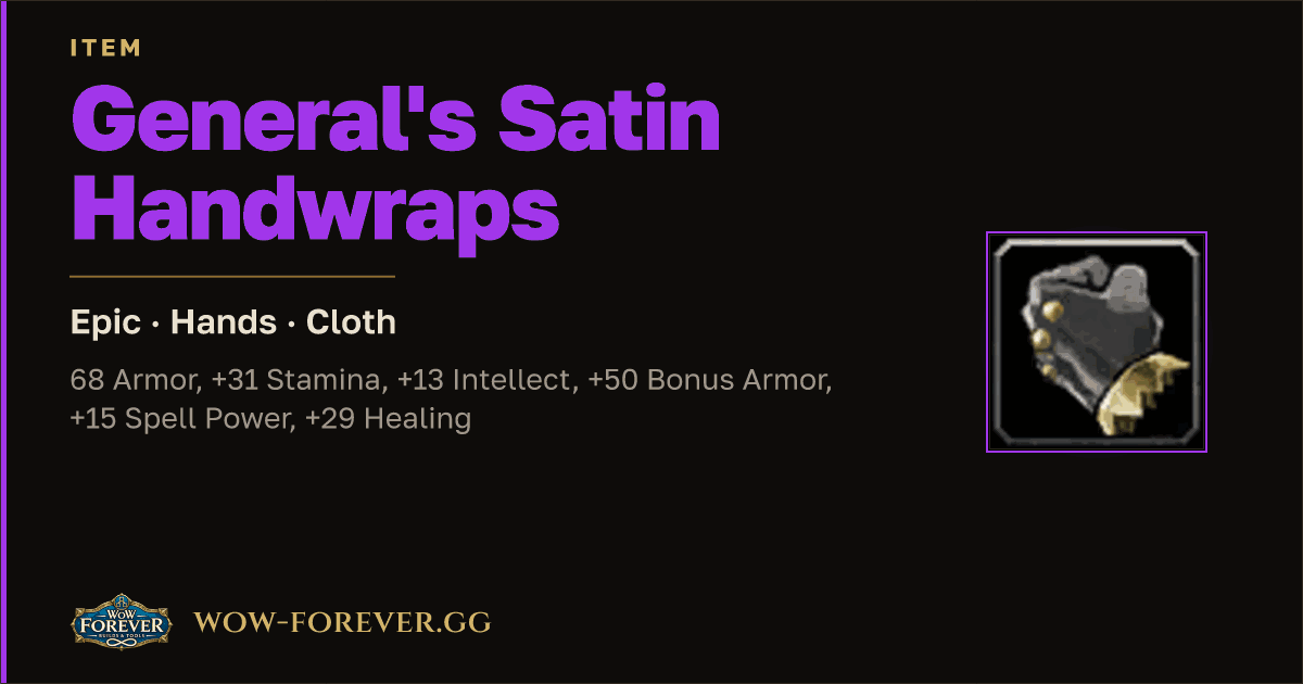 The preview card for General's Satin Handwraps