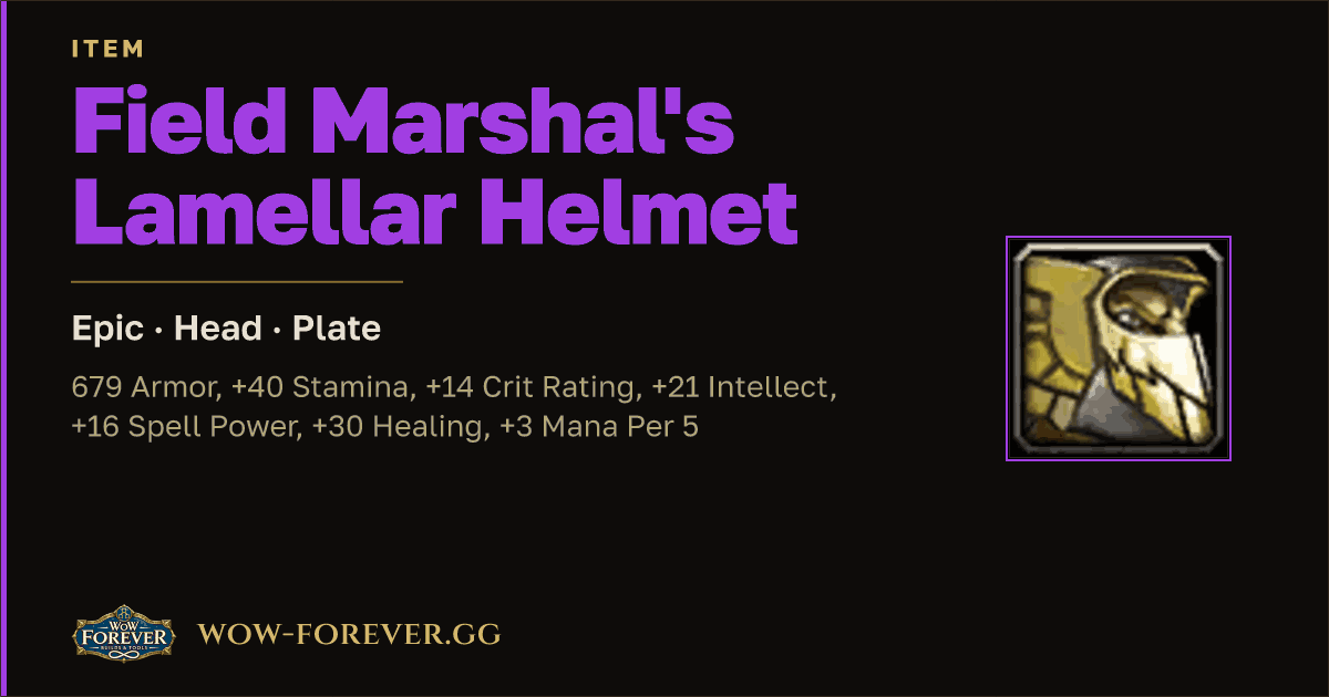 The preview card for Field Marshal's Lamellar Helmet