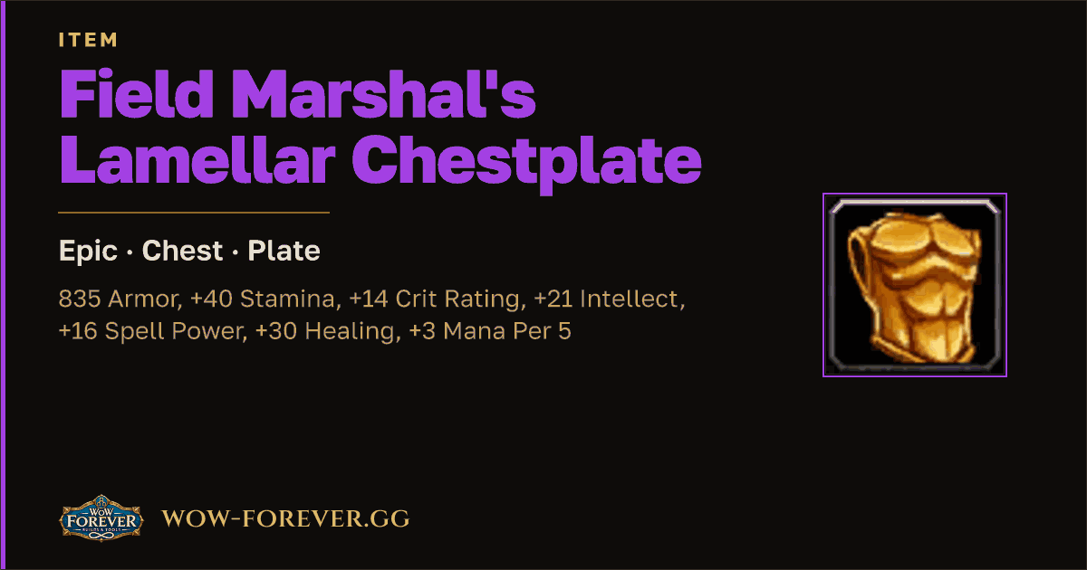 The preview card for Field Marshal's Lamellar Chestplate