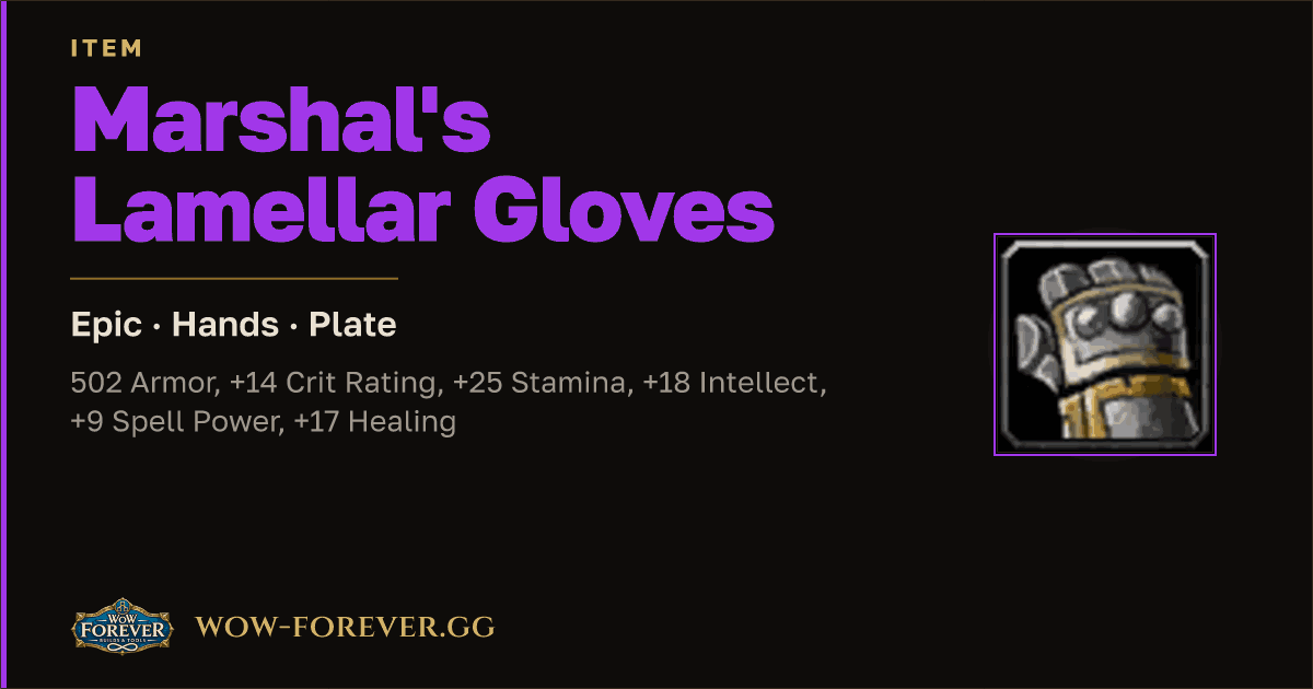 The preview card for Marshal's Lamellar Gloves