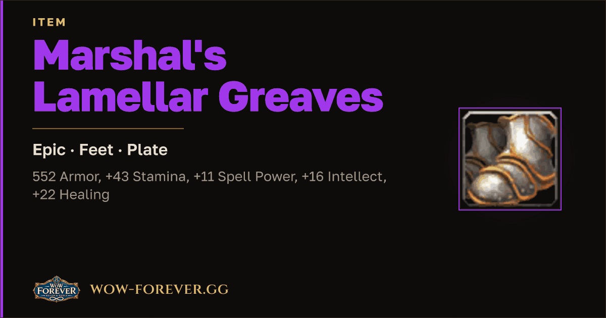 The preview card for Marshal's Lamellar Greaves