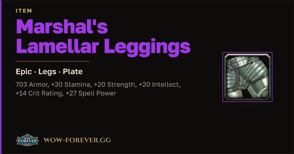 The preview card for Marshal's Lamellar Leggings