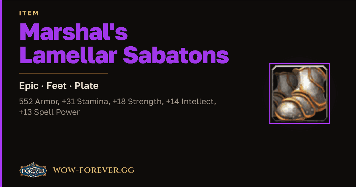The preview card for Marshal's Lamellar Sabatons