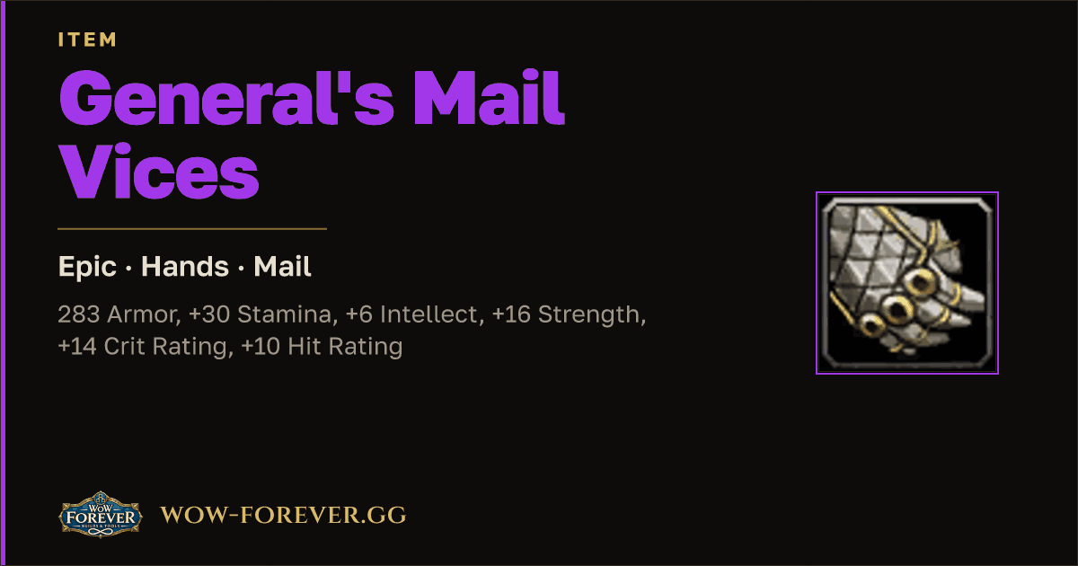 The preview card for General's Mail Vices