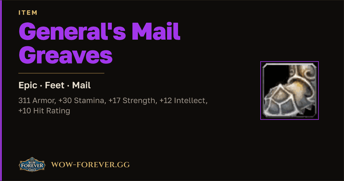 The preview card for General's Mail Greaves