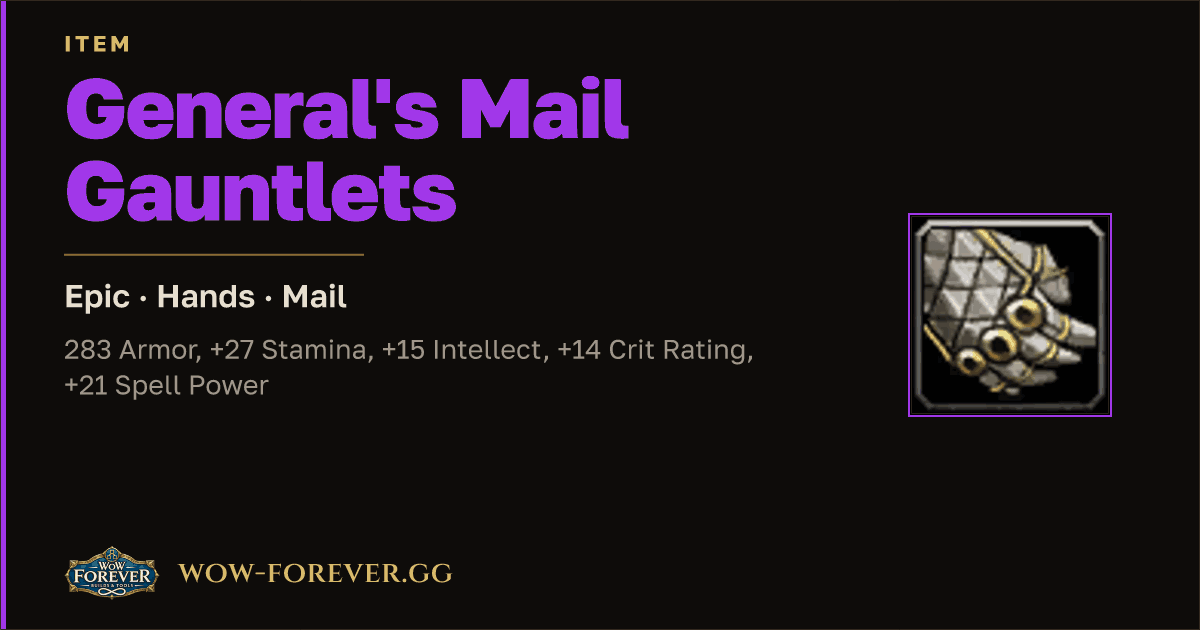 The preview card for General's Mail Gauntlets