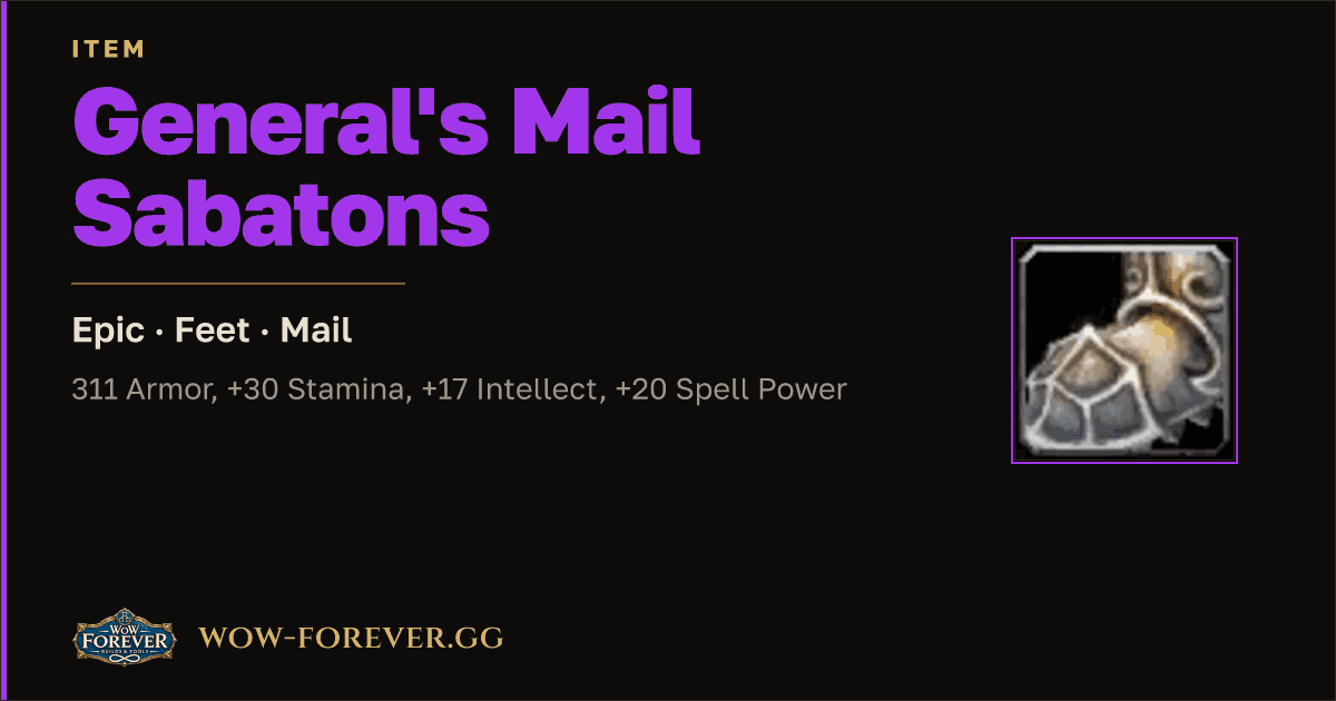 The preview card for General's Mail Sabatons