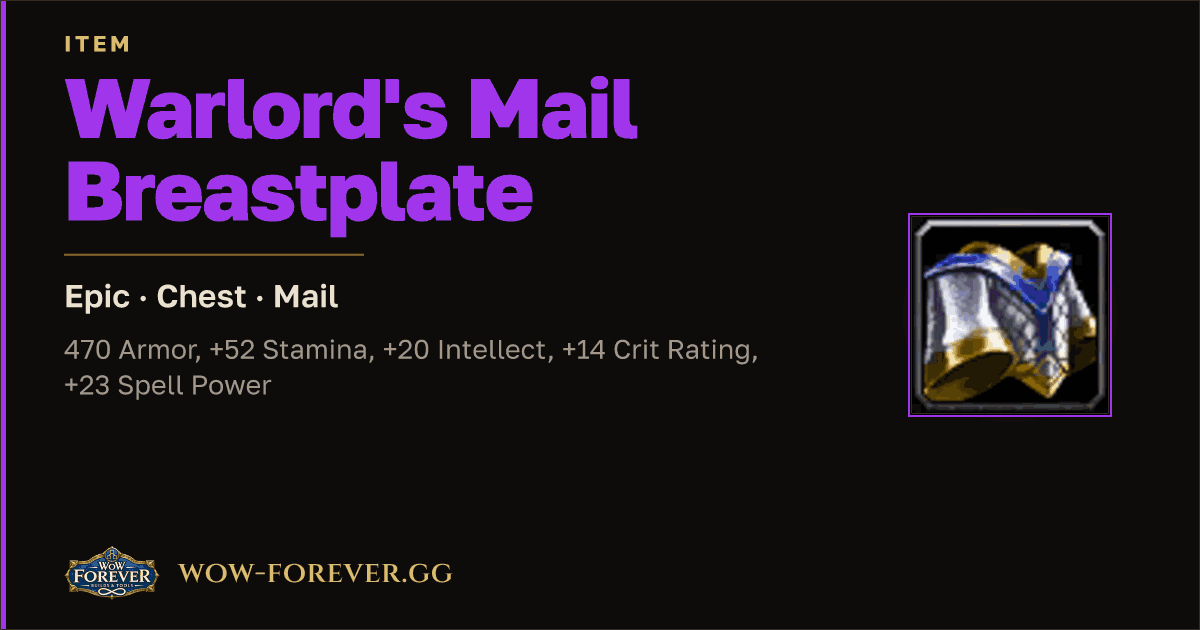The preview card for Warlord's Mail Breastplate