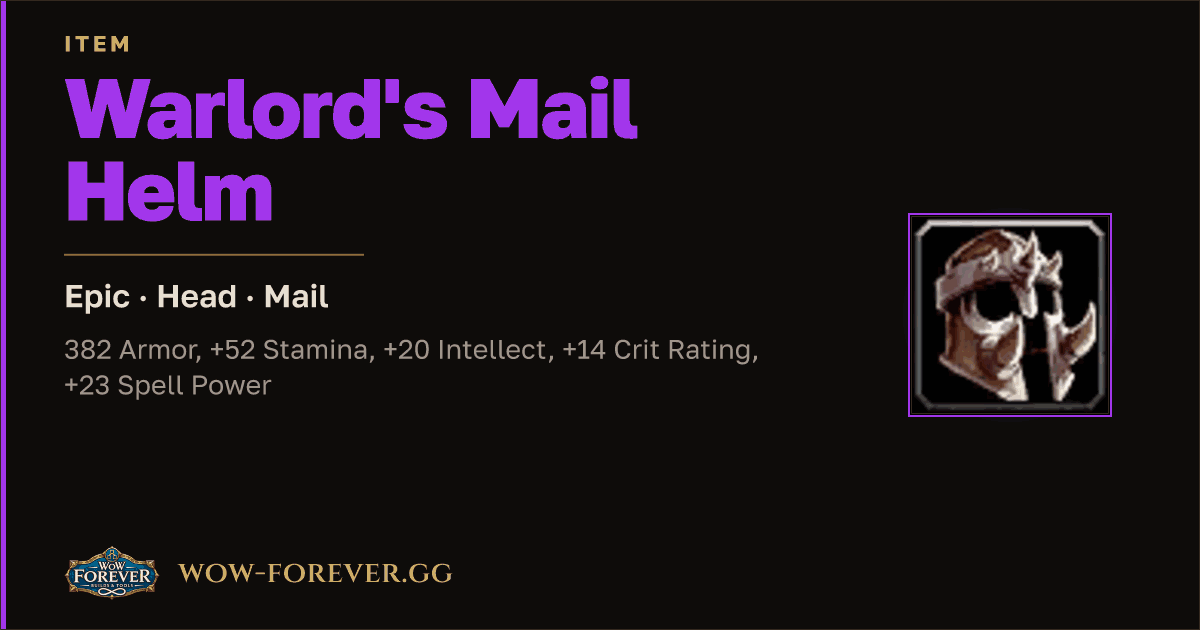 The preview card for Warlord's Mail Helm