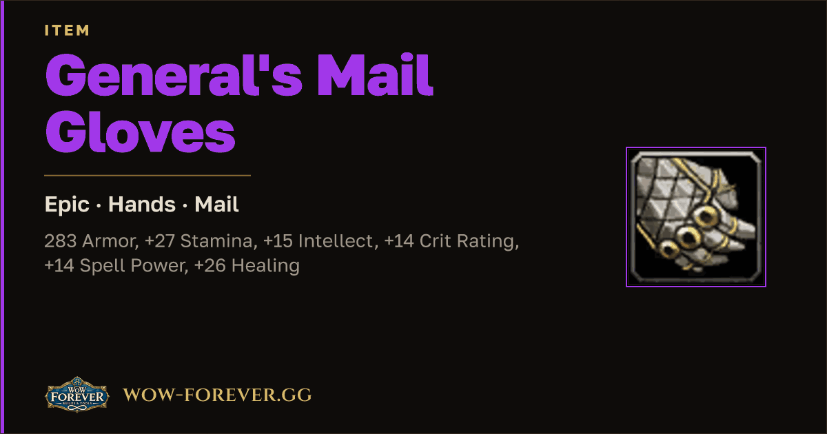 The preview card for General's Mail Gloves