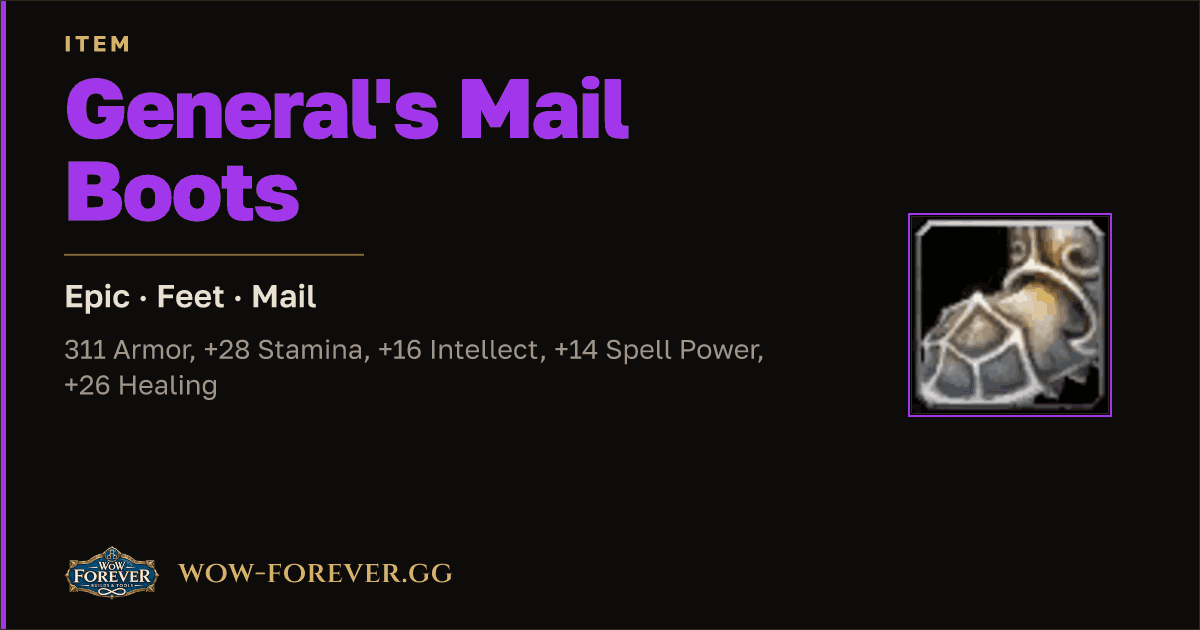 The preview card for General's Mail Boots