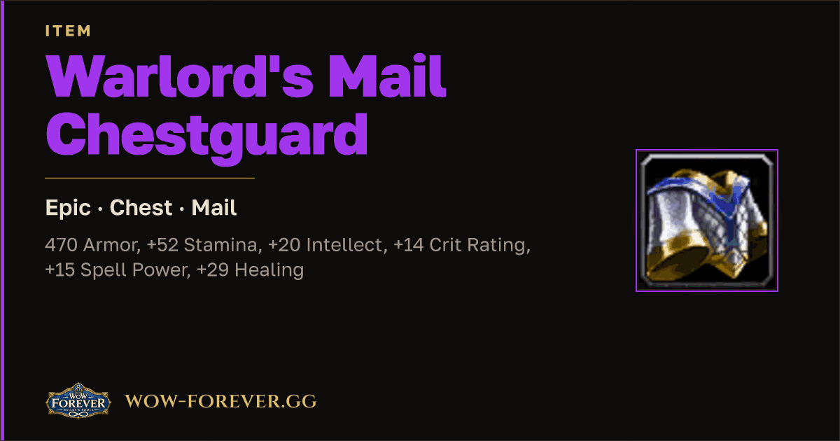 The preview card for Warlord's Mail Chestguard