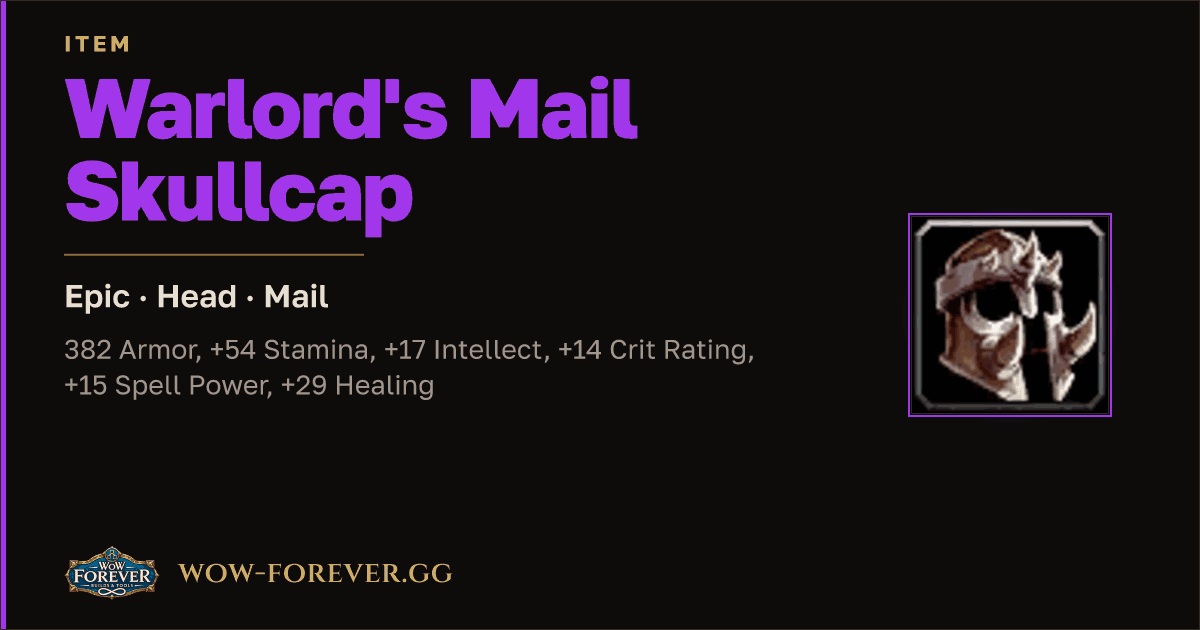 The preview card for Warlord's Mail Skullcap