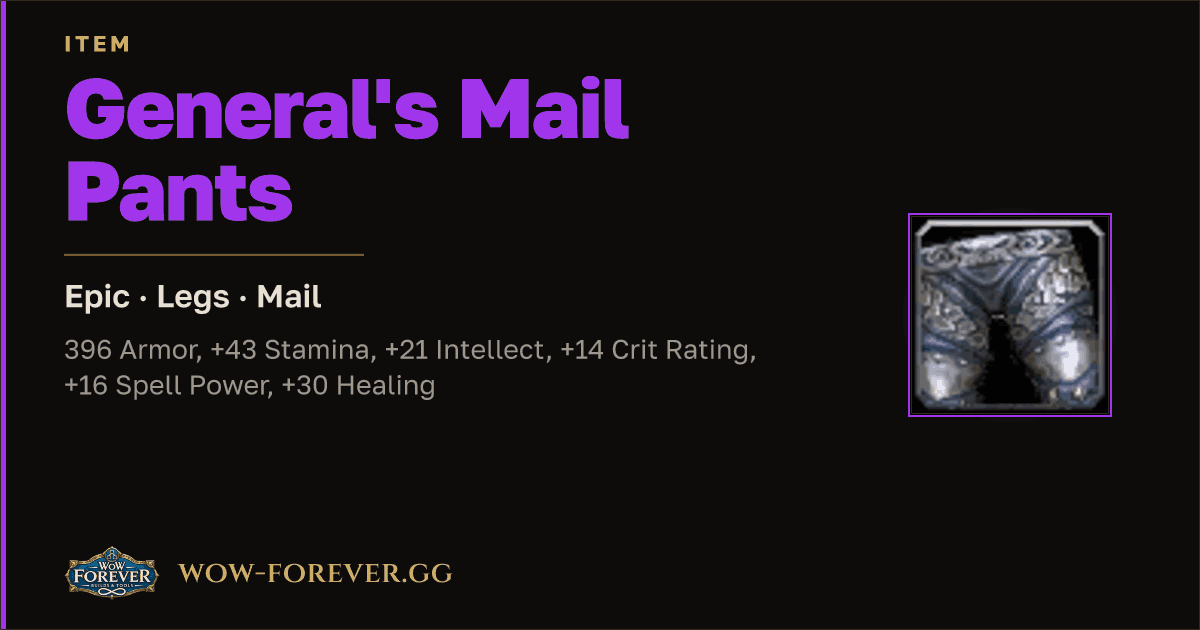 The preview card for General's Mail Pants