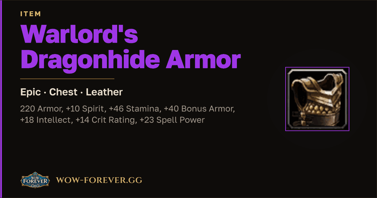 The preview card for Warlord's Dragonhide Armor
