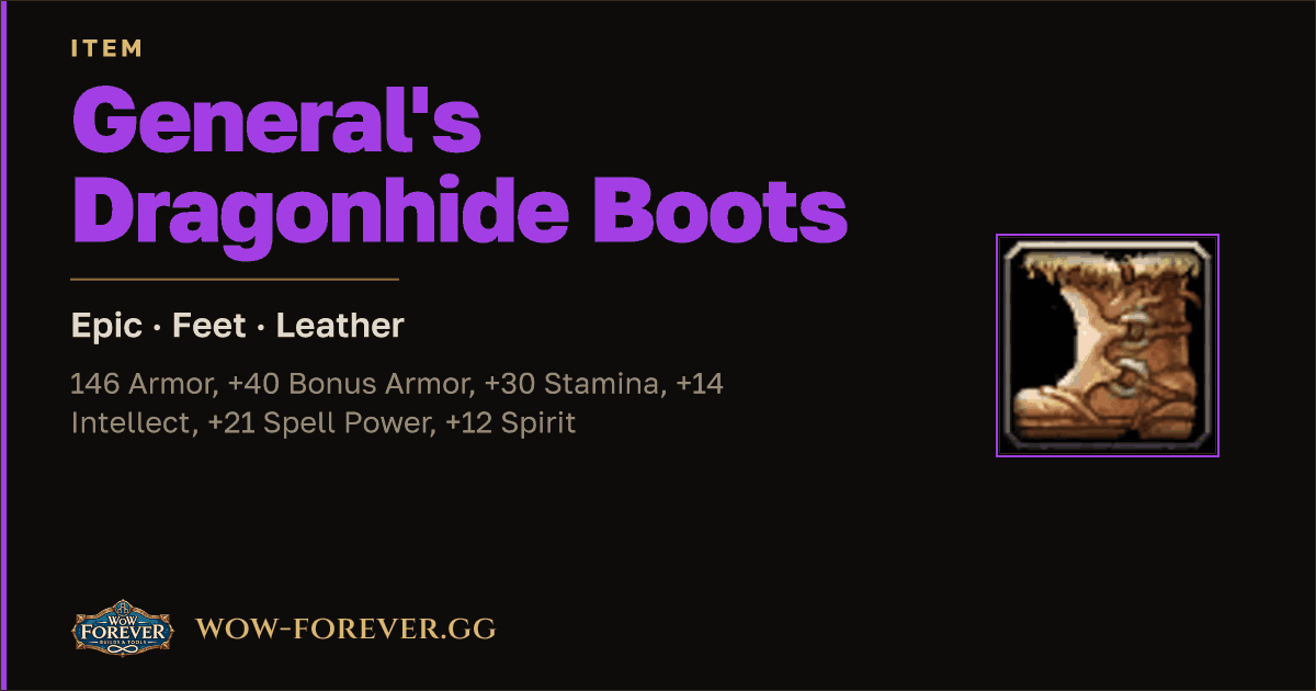 The preview card for General's Dragonhide Boots