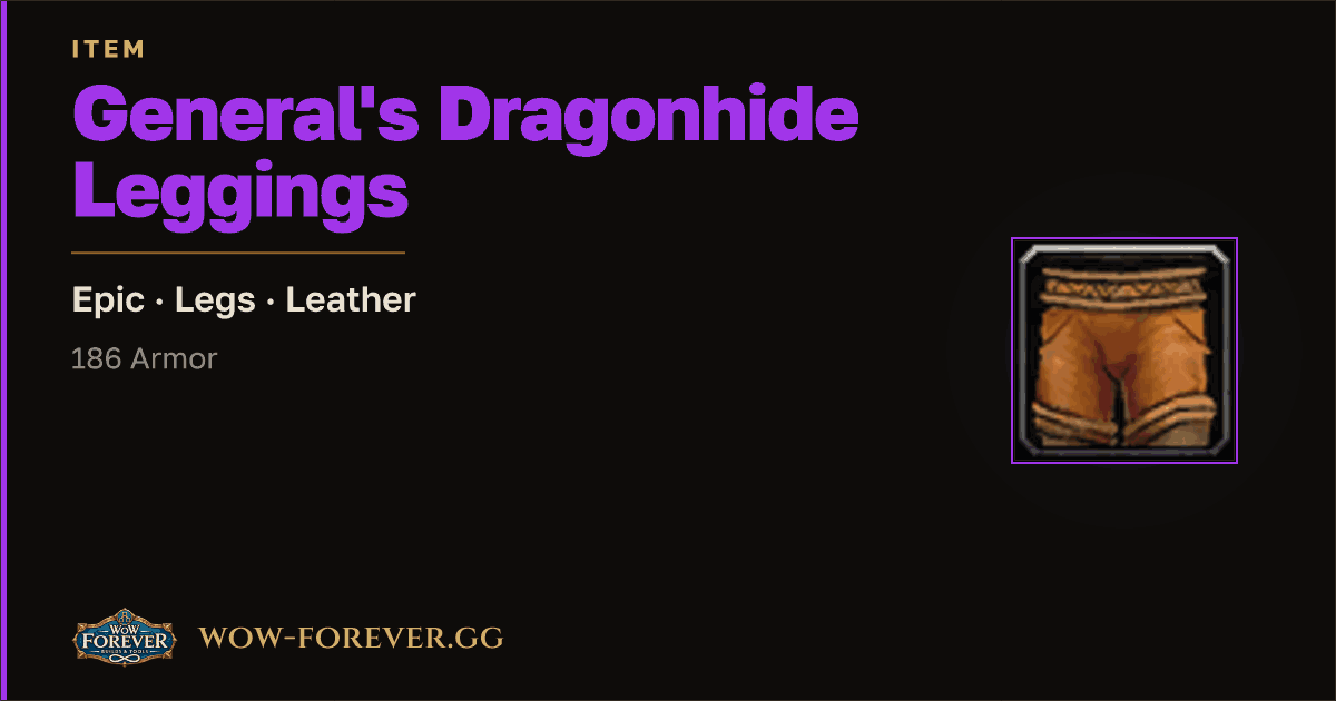 The preview card for General's Dragonhide Leggings