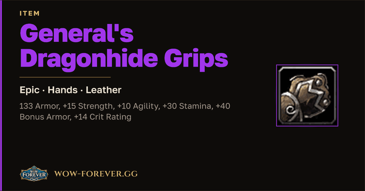 The preview card for General's Dragonhide Grips