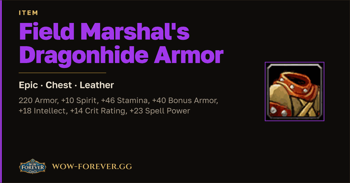 The preview card for Field Marshal's Dragonhide Armor