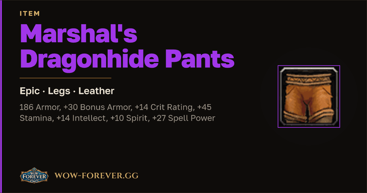 The preview card for Marshal's Dragonhide Pants