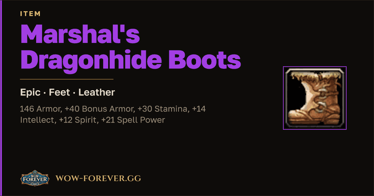 The preview card for Marshal's Dragonhide Boots