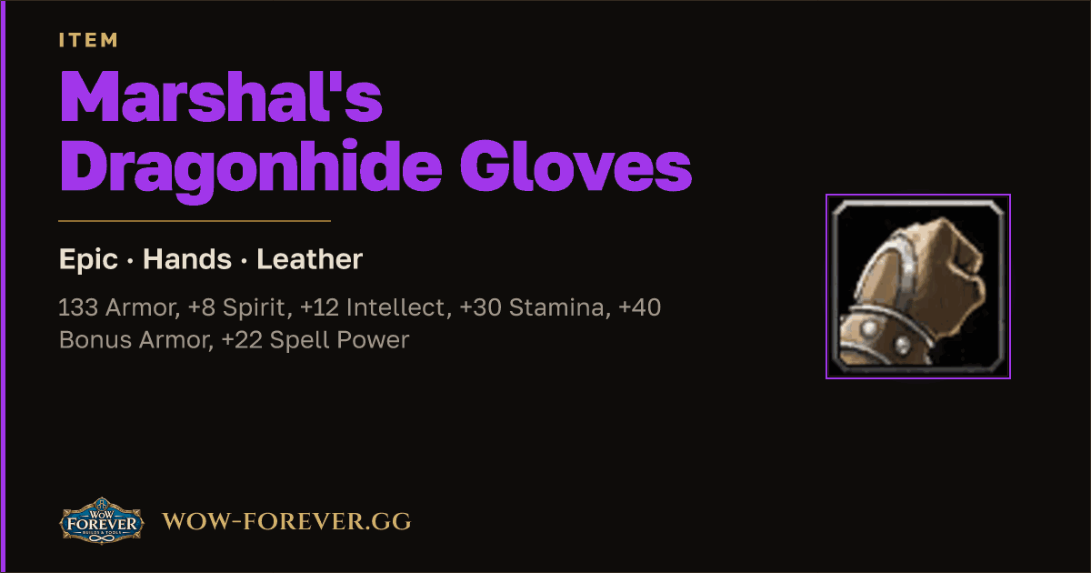 The preview card for Marshal's Dragonhide Gloves