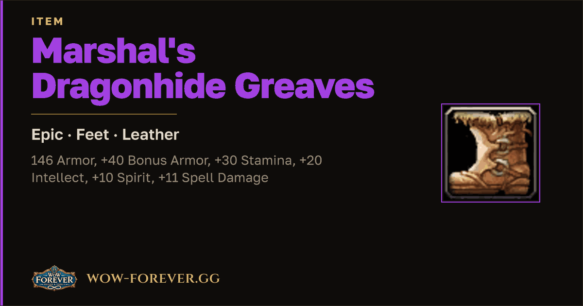 The preview card for Marshal's Dragonhide Greaves