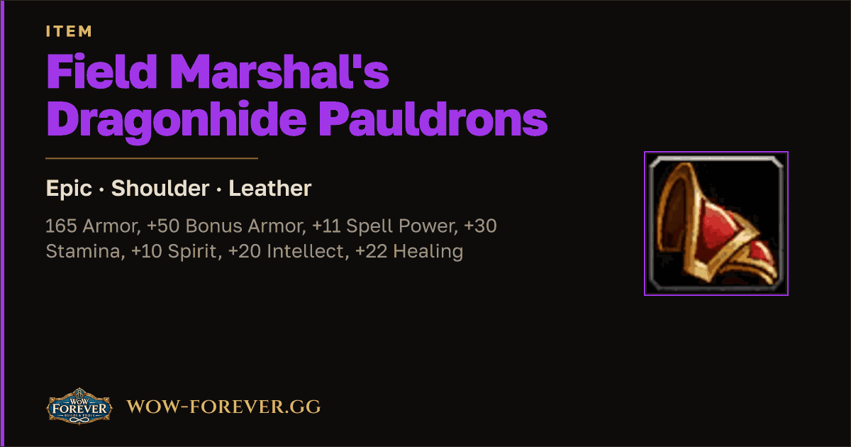 The preview card for Field Marshal's Dragonhide Pauldrons