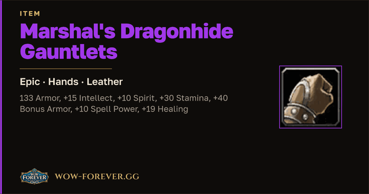 The preview card for Marshal's Dragonhide Gauntlets